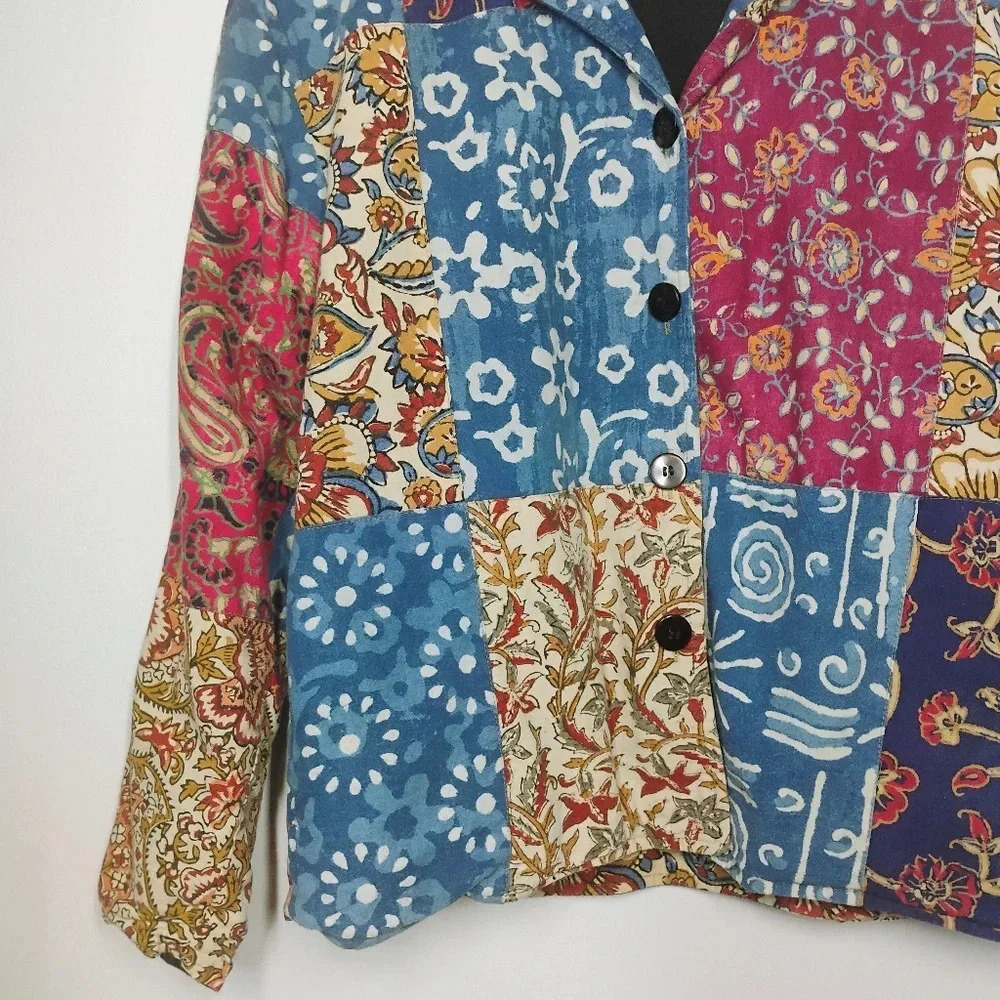 Vintage Silver Stream Patchwork Boxy Relaxed Fit … - image 3